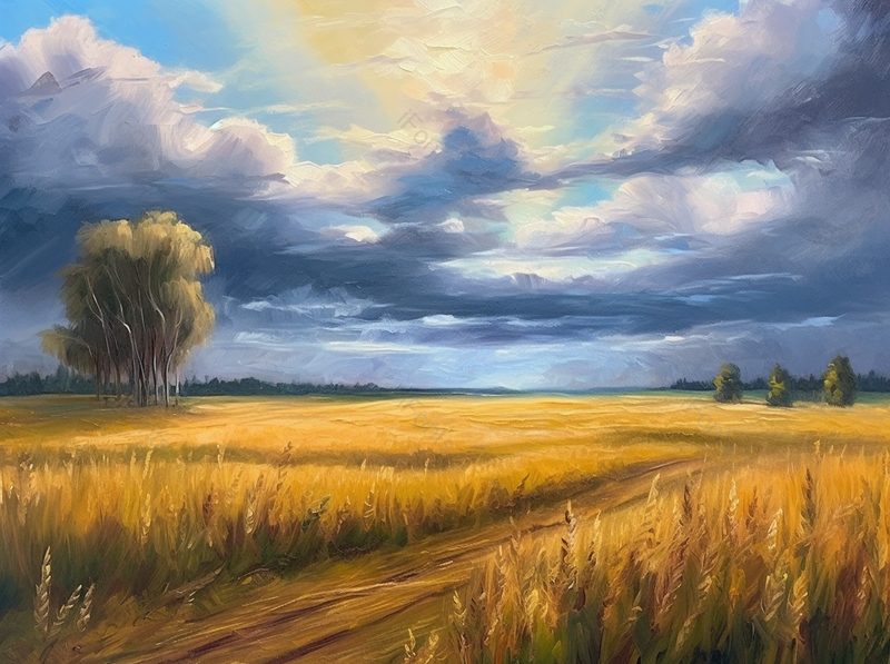 天空映衬下的麦田小道纹理插画,插画/手绘图,插画/手绘图库,插画/手绘图下载,插画/手绘